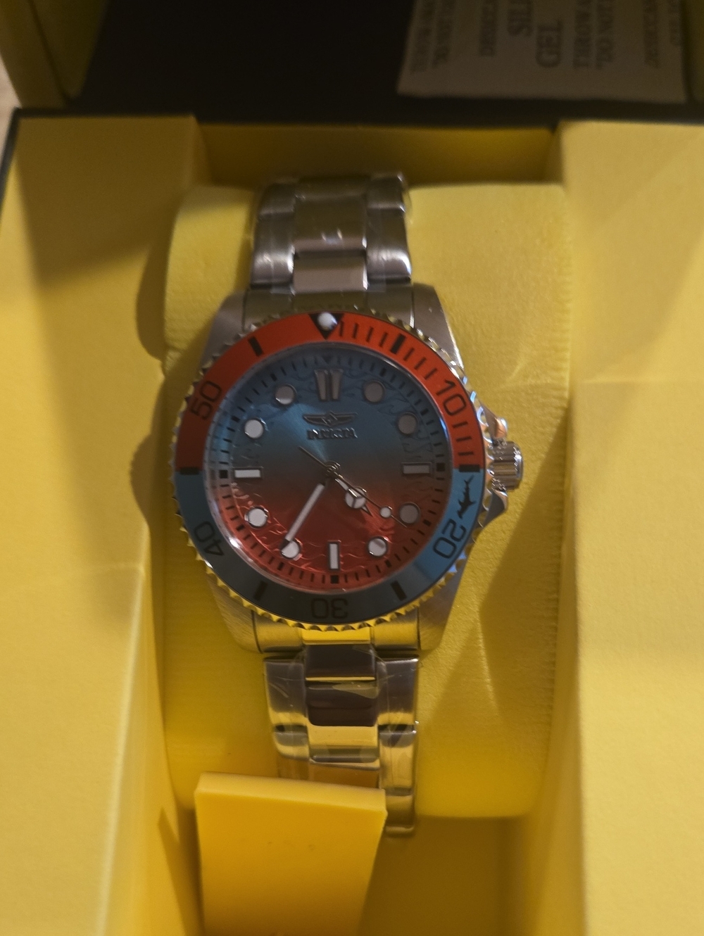 Invicta Stainless Steel Watch with Blue and Orange Dial